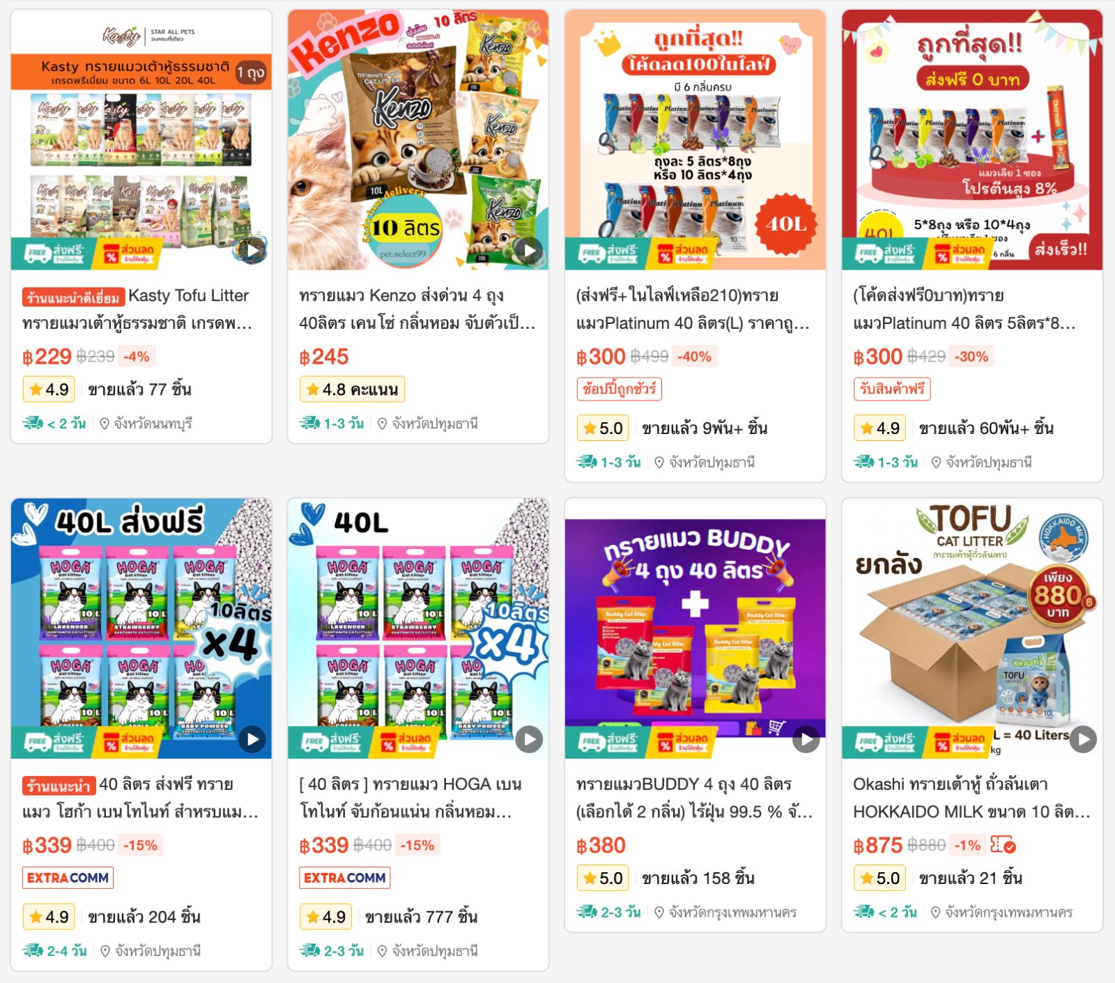 ทรายแมว 40 ลิตร ส่งฟรี ซื้อที่ไหนคุ้มสุด? เทียบราคาแบบชัดๆ รูปที่ 1